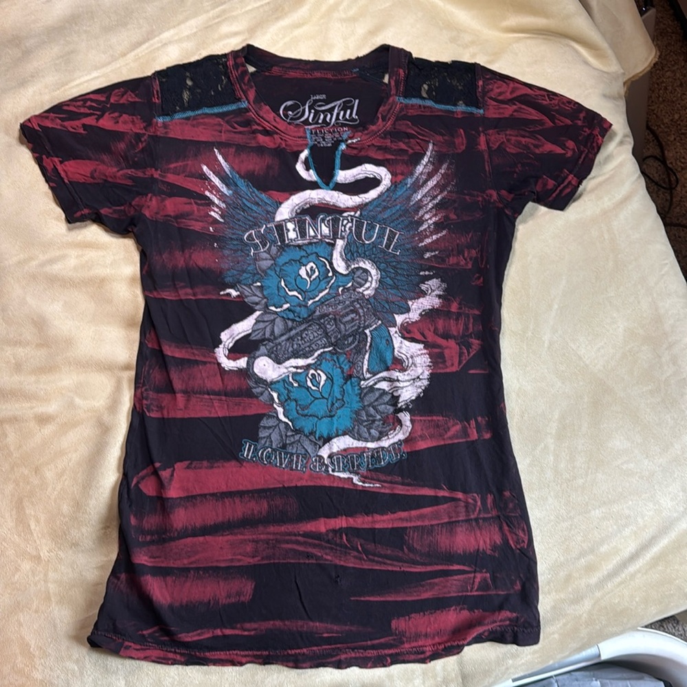 Red and black “Sinful” tee